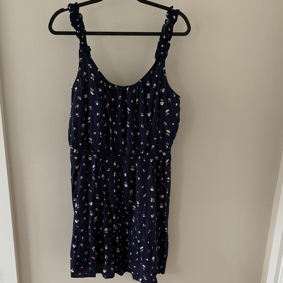 Navy Dress with Floral Print - Picture 1 of 4